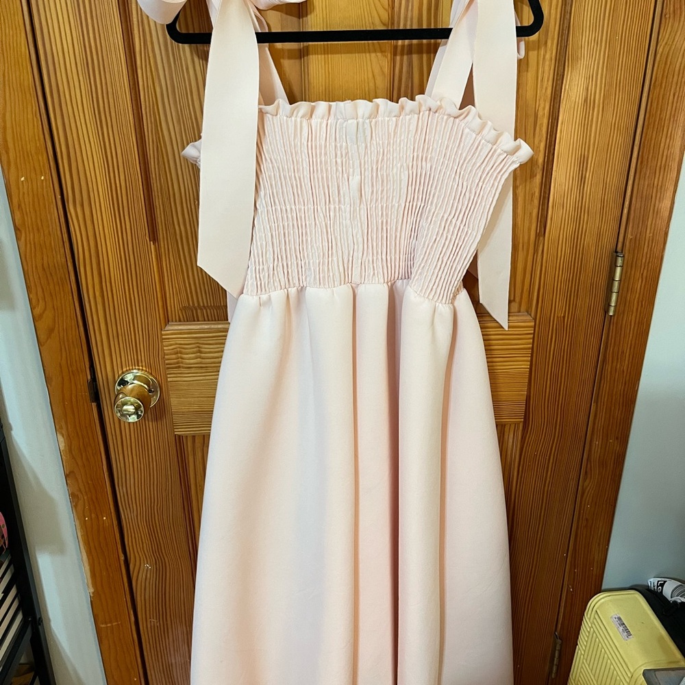 ASOS DESIGN shirred bunny tie prom midi dress - Picture 10 of 12